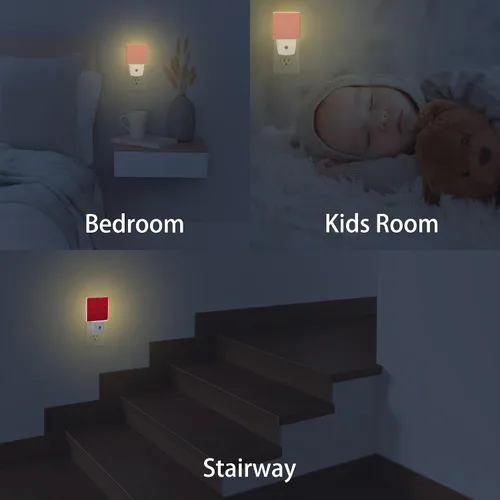 Vista 6 de Luz nocturna de telaraña roja, luces nocturnas modernas enchufables a la pared, luz nocturna con sensor de atardecer a amanecer para niños, baño