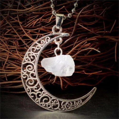 Vista 8 de Joyería de cuarzo rosa amatista citrino joyería de moda de piedra natural, collar de piedra natural con colgante de cristal de cuarzo natural
