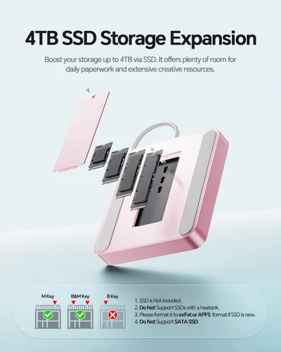 Vista 4 de HUB USB C para iMac de 24 pulgadas 2024 M4 con carcasa M.2 SSD NVMe de 4 TB