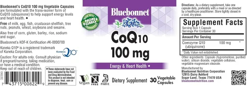 Vista 2 de Bluebonnet Cápsulas vegetarianas CoQ-10, 100 mg, 30