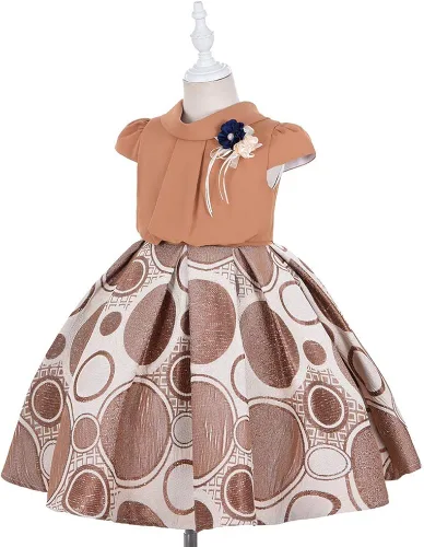 Vista 3 de Cosplay Life Elegante vestido de flores brillantes para niñas, jóvenes adultos, a la moda, con lazo, flores, fiestas de niños, festivales de 5 a 9