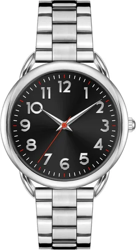 Vista 10 de Bisley Reloj de mujer de 1.378 in de acero inoxidable con cierre magnético, fácil de ajustar, tamaño de muñeca sin herramienta, número arábigo