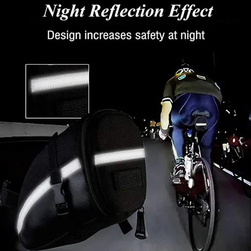 Vista 9 de Bolsa de sillín de bicicleta con kits de herramientas de reparación, bolsa de sillín de bicicleta con juego de reparación, bolsa de bicicleta debajo