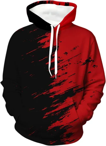 Vista 13 de Chaos World Sudadera con Capucha Novedosa para Hombre de Manga Larga con Estampado Gráfico Divertido en 3D Suéter Pullover 1 negro y rojo.