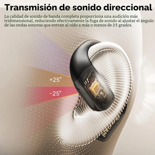 Vista 6 de BUGANI Auriculares de oreja abierta, auriculares inalámbricos Bluetooth 5.4 con tiempo de reproducción de 60 horas, micrófono con cancelación