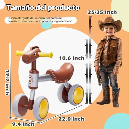 Vista 5 de PerKidern - Bicicleta de equilibrio para bebé de 1 a 2 años, niños y niñas, bicicleta de equilibrio para bebé de 12 a 24 meses, bicicleta