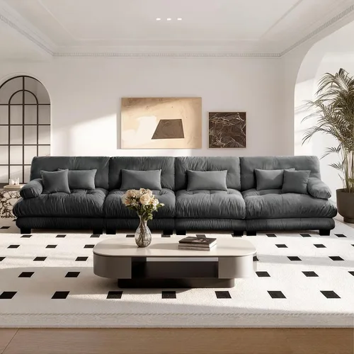 Vista 58 de Reposapiés Otomano Tapizado de Terciopelo con Cojín para Sofá Seccional Sofá 300 libras para Sala de Estar (Beige)