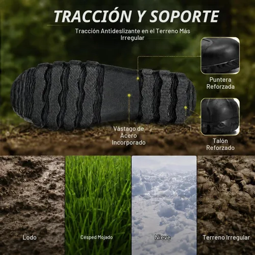 Vista 4 de TIDEWE Rubber Boots for Men, Waterproof Rain Boots with Steel Shank Negro