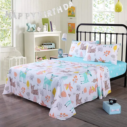 Vista 8 de Sábanas 100% algodón para niños, niñas, niños, adolescentes, ciervos (individual)