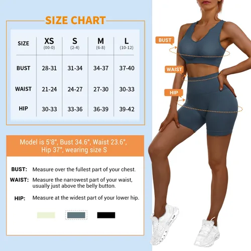 Vista 3 de Sportneer Workout Sets Two Piece Outfits for Women, Gym Yoga Shorts Sets High Waist Women's Tracksuit Active Wear