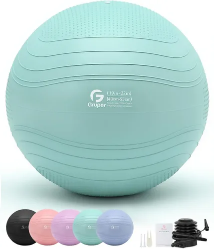 Vista 17 de Gruper Pelota de yoga, pelota de ejercicio extra gruesa para entrenamiento y estabilidad durante el embarazo, 4 tamaños, pelota de equilibrio