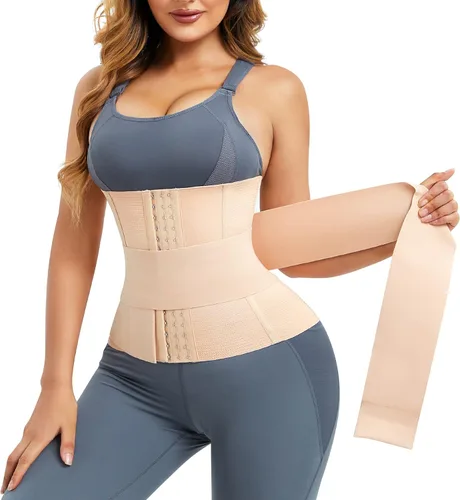 Vista 8 de LANCS Entrenador de cintura 2 en 1 para mujer, cintura de grasa del vientre inferior, faja moldeadora de cintura posparto