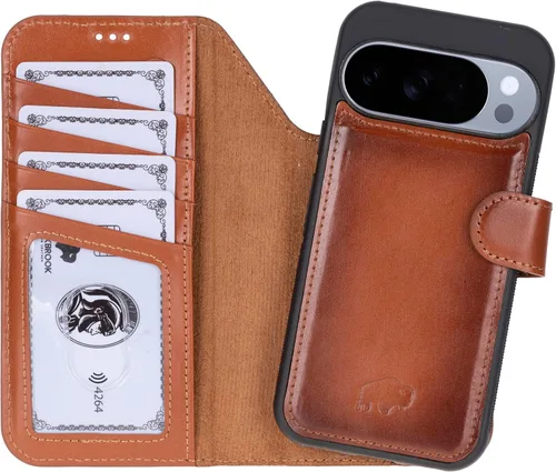 Vista 9 de BLACKBROOK Juego de funda y cartera magnética desmontable 2 en 1 para iPhone 13 Pro Max, cartera desmontable de cuero de grano completo Carter