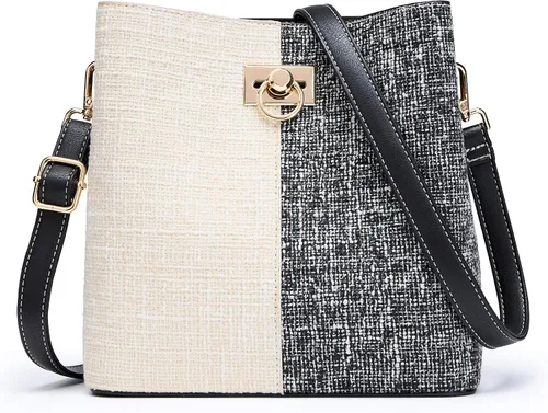 Vista 11 de KALIDI Bolsos cruzados para mujer de cuero vegano Bolso de hombro de moda con múltiples bolsillos Beige