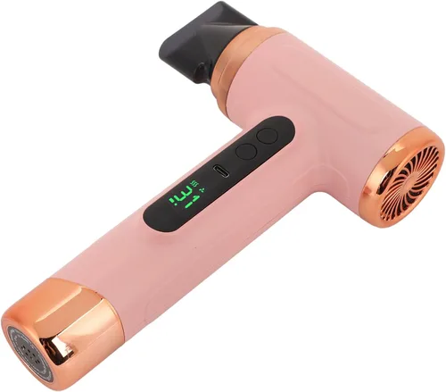 Vista 2 de Secador de pelo rosa inalámbrico, 15000 mAh recargable con carga USB, viento frío y caliente para viajes y campamentos