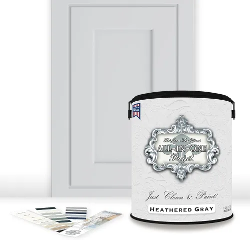 Vista 26 de Pintura TODO EN UNO, Abbey (gris cálido), Muestra de 8oz - Pintura duradera para gabinetes y muebles. Imprimación y capa superior incorporadas,