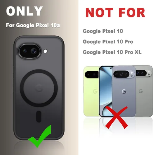 Vista 790 de Funda para Google Pixel 10 Pro XL, cubierta magnética mate, color negro Fit for MagSafe, Screen Protector included, Shockproof Military Grade