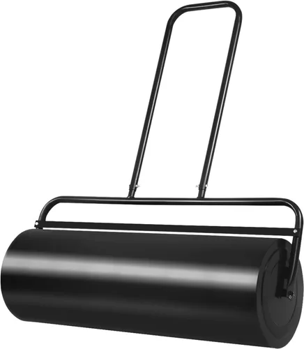 Vista 6 de COSTWAY Rodillo de césped de acero resistente, relleno de agua/arena (negro, 24 x 13 pulgadas)