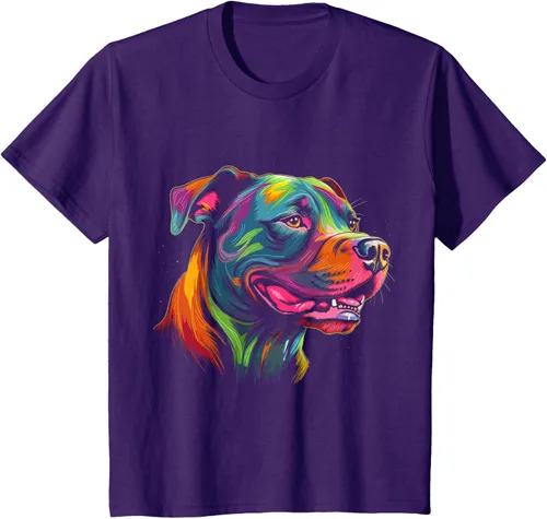 Vista 25 de Pit Bull Mom Dog Lover Colorido Artistic Pitbull Owner - Camiseta para mujer, Negro