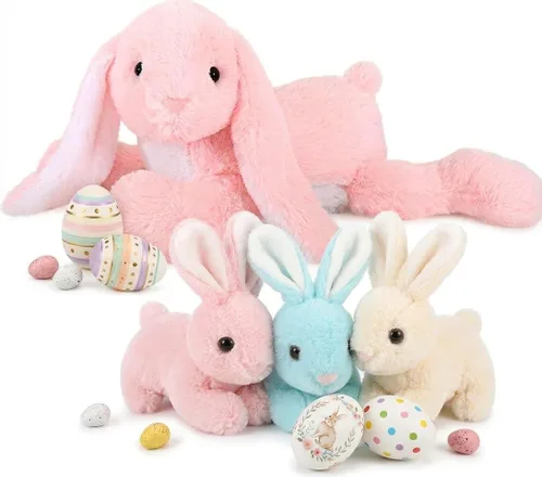 Vista 26 de MaoGoLan 4 animales de peluche de castor con tres bebés en el interior, regalo de felpa de castor gigante esponjoso de 17.7 pulgadas, divertidos