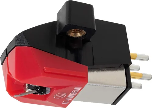 Vista 2 de Audio-Technica AT-VM95ML - Cartucho giratorio de doble imán móvil rojo y AT-HS6BK Cabezal universal para tocadiscos, color negro