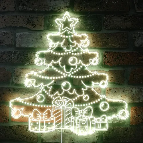 Vista 7 de ADVPRO Regalos de árbol de Navidad presenta luces RGB Dynamic Glam LED Sign - Forma de corte a borde - Decoración de pared inteligente 3D