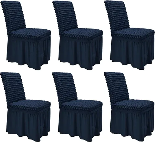 Vista 35 de NICEEC - Juego de 2 fundas para sillas de comedor de alta elasticidad, fundas removibles para sillas de comedor con falda, fundas protectoras