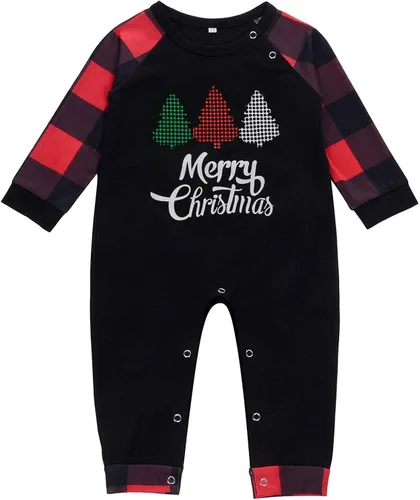 Vista 5 de Pijamas de Navidad para la familia, conjunto a juego de camisetas de manga larga y pantalones, camisones navideños con Feliz Navidad