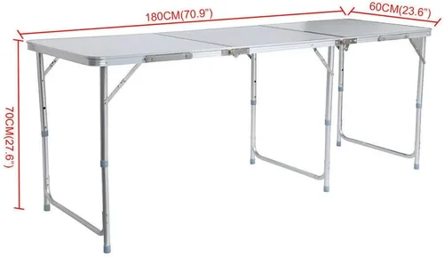 Vista 2 de Mesa plegable portátil de aluminio de 6 pies en/mesa de picnic al aire libre para cenar para acampar
