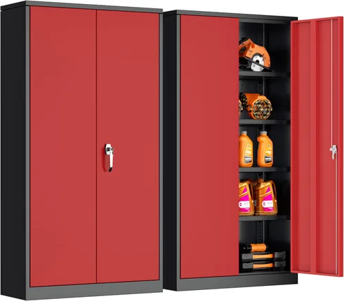 Vista 19 de INTERGREAT Armarios de almacenamiento de metal con cerradura, gabinete de almacenamiento de oficina con cerradura de 36 pulgadas con 2 puertas y 2