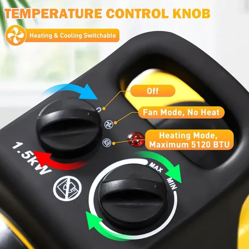 Vista 6 de COOS BAY Calentador de espacio radiante de 1500 W con termostato, calentador eléctrico para invernadero, tienda de cultivo y taller, resistente al