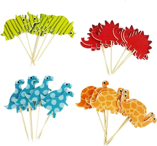 Vista 4 de 96 Pcs Dinosaur Cake Toppers Paper Birthday Party Decoration Picks