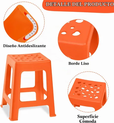 Vista 4 de TURSTIN Paquete de 6 taburetes apilables para aula, de plástico, coloridos, redondos, interiores y exteriores, asientos flexibles, sillas