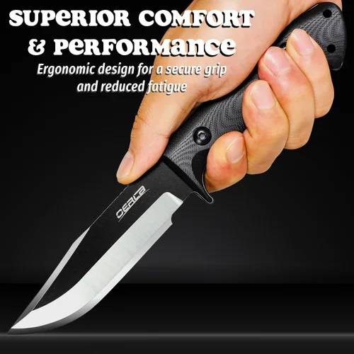 Vista 4 de OERLA TAC OLK-033RD Cuchillo para exteriores Hoja fija Camping Caza Supervivencia Campo Cuchillo 420HC Full Tang Steel con funda Kydex y clip