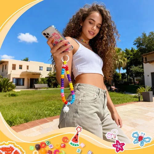 Vista 10 de 3600 cuentas de poni a granel, 24 colores surtidos, cuentas de plástico arcoíris para trenzar el cabello, pulseras de amistad, manualidades