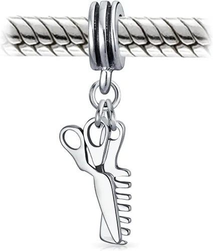 Vista 2 de Fashion Diva Hair Stylist Dresser Beauty Salon Comb Scissors Dangle Bead Charm For Women .925 Sterling Silver Fits European Bracelet