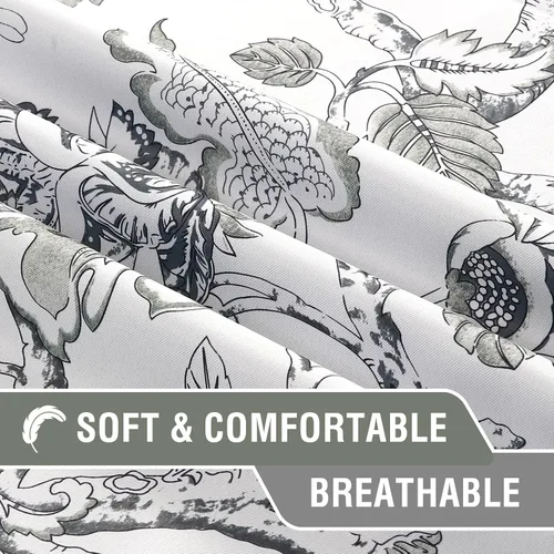 Vista 5 de H.VERSAILTEX Cortinas opacas de 63 pulgadas de largo, juego de 2 paneles de cortinas con estampado floral para sala de estar, cortinas de ventana