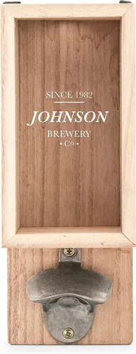 Vista 2 de Weddingstar Abrebotellas montado en la pared de madera personalizado y soporte para tapa de botella - Brewery Co