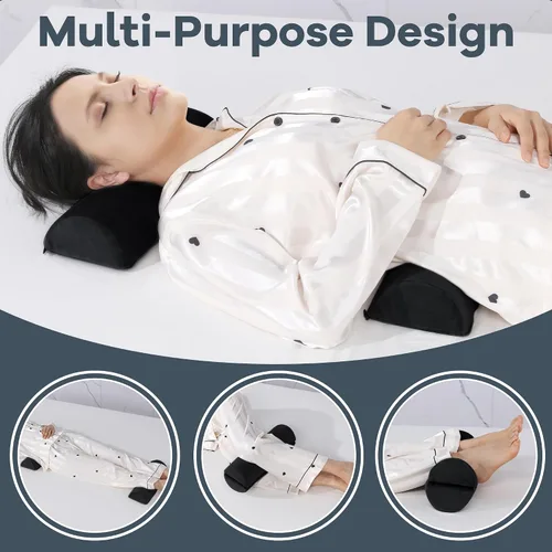 Vista 4 de ROYALAY Almohada cervical redonda para dormir, incluye 2 almohadas cervicales de media luna, almohada de espuma para reducir el dolor, almohada