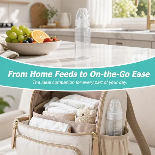 Vista 3 de DOITOOL 15 biberones desechables para bebés de 3.4 fl oz, botellas de plástico para leche para recién nacidos, con escamas de cuello transparente