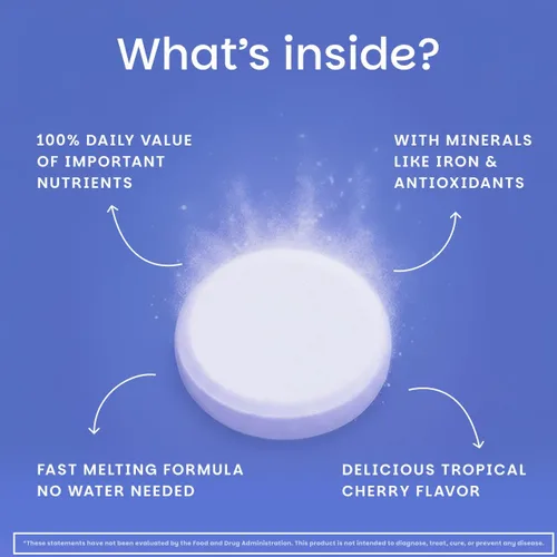 Vista 4 de EZ Melts Multivitamínico + Hierro - Multivitamínico diario para mujeres y hombres - Apoya niveles de energía saludables y protección antioxidante