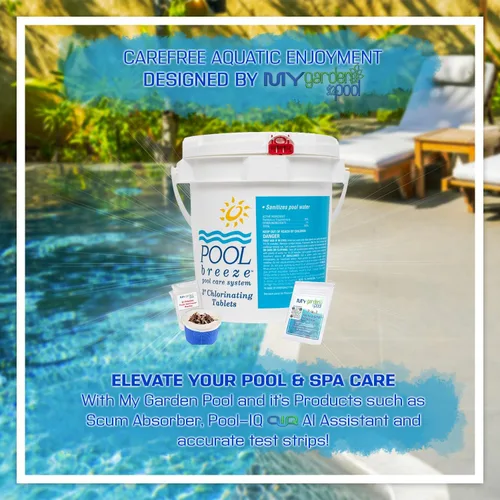 Vista 2 de Pool Breeze 88417 - Tabletas de cloro de 3 pulgadas - 5 libras - Pestañas compactas de cloro para piscina - con tiras de prueba My Garden Pool 7