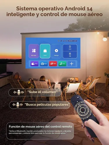 Vista 4 de [Android 14 y 800ANSI] Mini proyector Magcubic 4K 8K, compatible con proyector inteligente nativo 1080P con WiFi 6, Bluetooth 5.4, enfoque