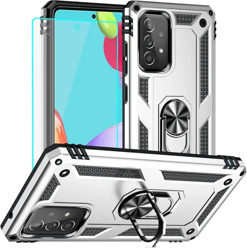 Vista 9 de Yiakeng Funda para Samsung A52, Galaxy A52 con protector de pantalla HD, fundas protectoras de grado militar con anillo para Samsung Galaxy A52 5G