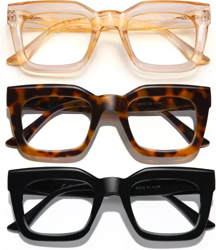 Vista 16 de AQWANO Elegantes anteojos de lectura cuadrados de gran tamaño para hombres y mujeres, diseño de moda, lectores de marco grande, lentes