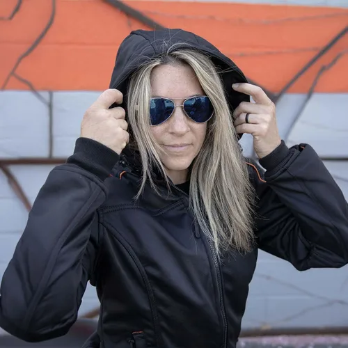 Vista 3 de Chaqueta de motociclista Milwaukee Leather MPL2764 para mujer, estilo de competición, con capucha, negra, de concha suave y blindada