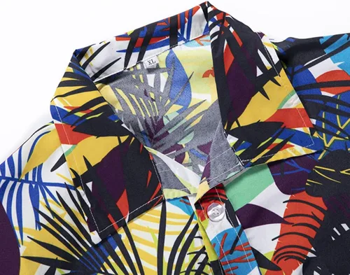 Vista 7 de Chaos World Camisas hawaianas para hombre con estampado casual de manga corta con botones