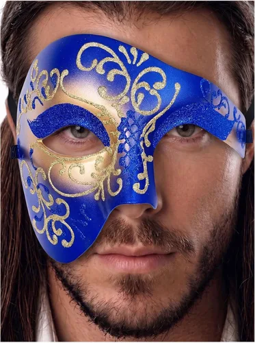 Vista 13 de Máscara de mascarada para hombre, máscara del fantasma de la ópera, máscara de baile de graduación, Mardi Gras, Haloween veneciano, media cara