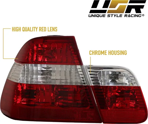Vista 6 de DEPO 02-05 E46 4D - Juego de lámparas traseras transparentes estilo europeo (izquierda + derecha, interior + exterior) compatible con BMW E46