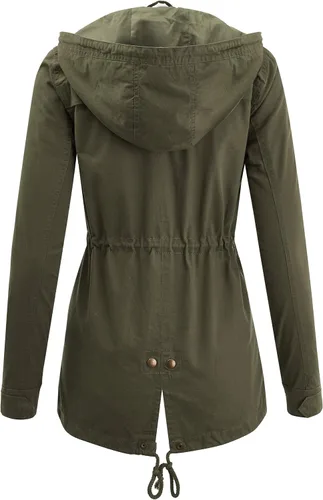 Vista 2 de Fashion Boomy Safari - Chaqueta Anorak militar con cierre y cordón para la capucha tallas regulares y extragrandes para mujer